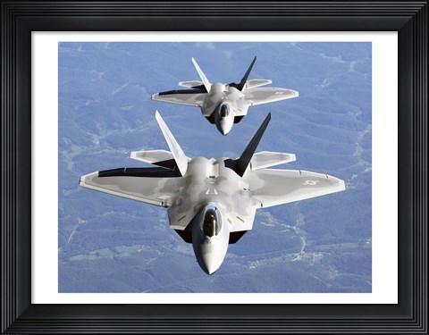 Framed Two F-22A Raptor in Column Flight Print