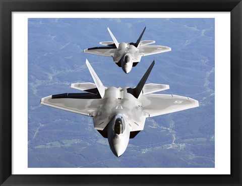 Framed Two F-22A Raptor in Column Flight Print