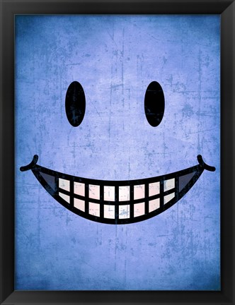 Framed Hang up a Smile (blue) Print