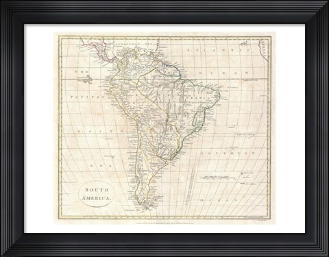 Framed 1799 Far Clement Cruttwell Map of South America Print