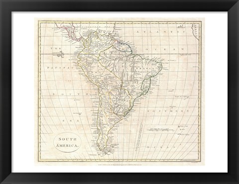 Framed 1799 Far Clement Cruttwell Map of South America Print