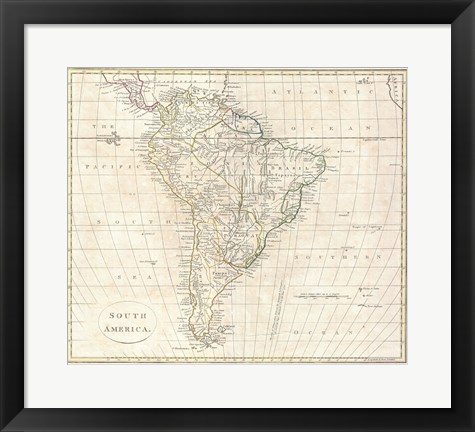 Framed 1799 Far Clement Cruttwell Map of South America Print