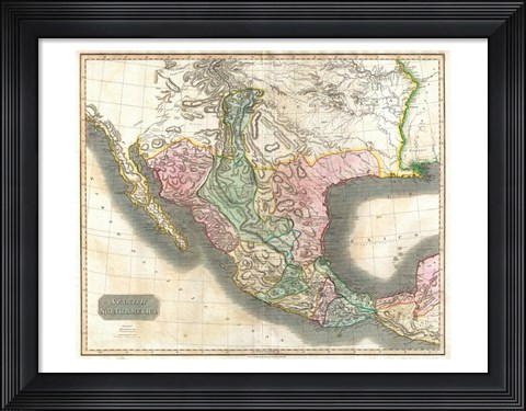 Framed 1814 Thomson Map of Mexico and Texas Print