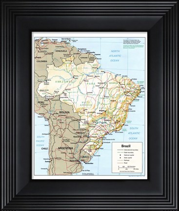 Framed Brazil Map Print