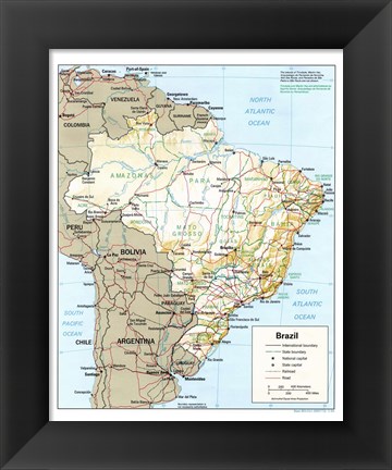 Framed Brazil Map Print