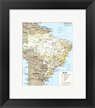 Framed Brazil Map Print