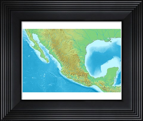 Framed Map of Mexico Demis Print