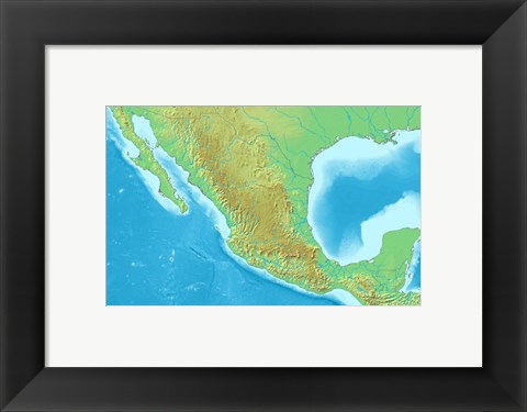 Framed Map of Mexico Demis Print