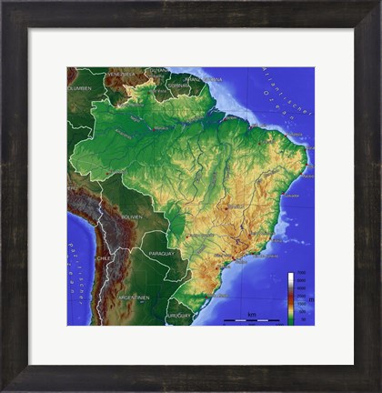Framed Brasilien Map Print