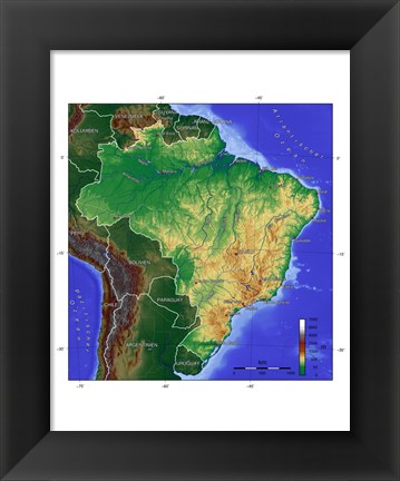 Framed Brasilien Map Print