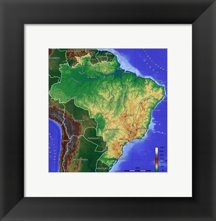 Framed Brasilien Map Print