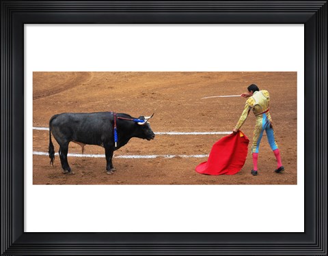 Framed Bull and Matador Stand Off Print