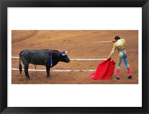 Framed Bull and Matador Stand Off Print