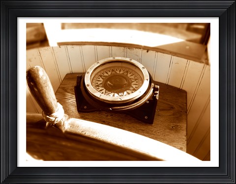 Framed Classic Nautical Compass Print