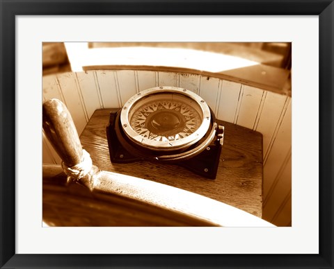 Framed Classic Nautical Compass Print