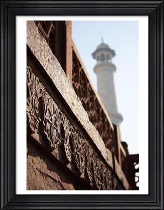 Framed Close up of Carving at the Taj Mahal, Agra, Uttar Pradesh, India Print