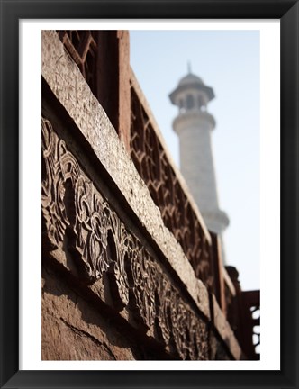 Framed Close up of Carving at the Taj Mahal, Agra, Uttar Pradesh, India Print