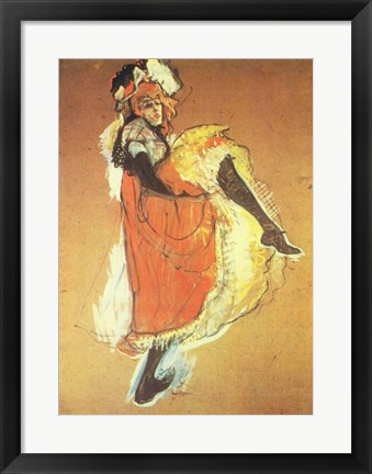 Framed Henri de Toulouse-Lautrec Can-Can Jane Avril Print