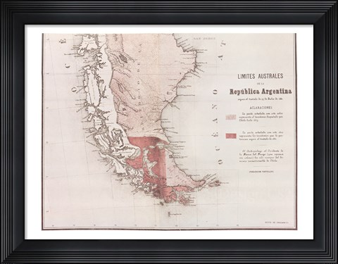 Framed Map of Argentina Print