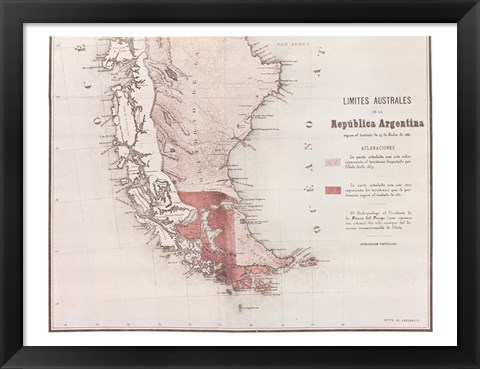 Framed Map of Argentina Print