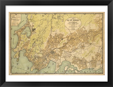 Framed Mapa da Cidade do Rio de Janeiro - 1929 Print