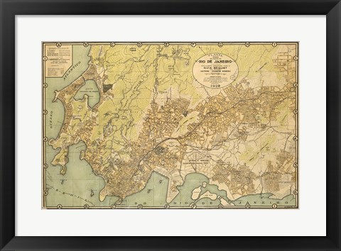 Framed Mapa da Cidade do Rio de Janeiro - 1929 Print