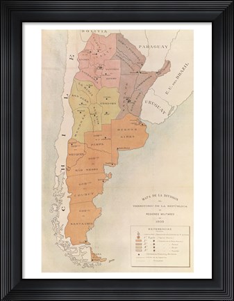 Framed Regiones Militares 1905 Print