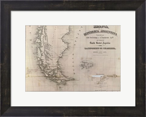 Framed Mapa de la Republica Argentina 1875 Print