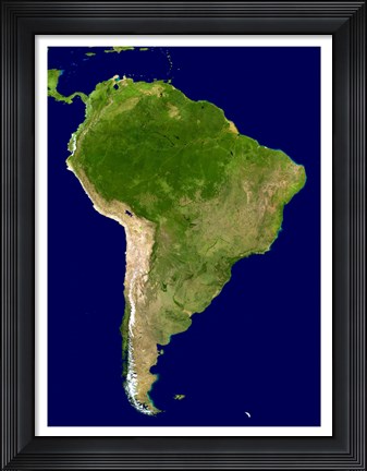 Framed South America - Blue Marble Orthographic Print