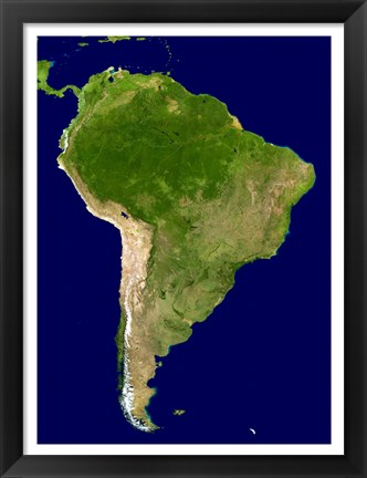 Framed South America - Blue Marble Orthographic Print