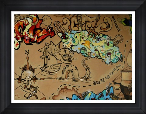 Framed Graffiti Skulls Print