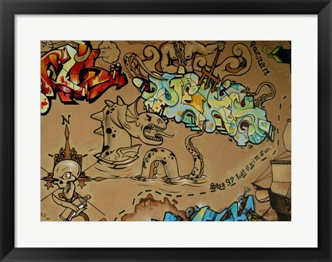 Framed Graffiti Skulls Print