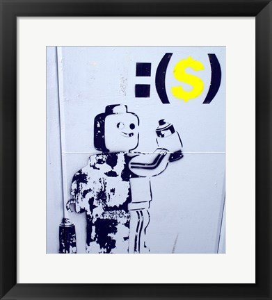 Framed Leggo Man Graffiti - Israel Print