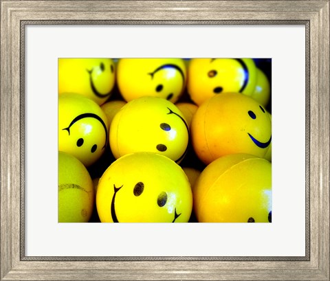 Framed Smiley Face Balls Print