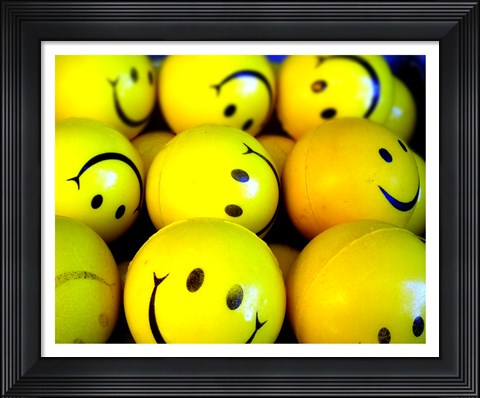 Framed Smiley Face Balls Print