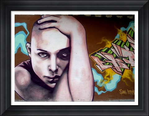 Framed Vitoria Graffiti - person Print