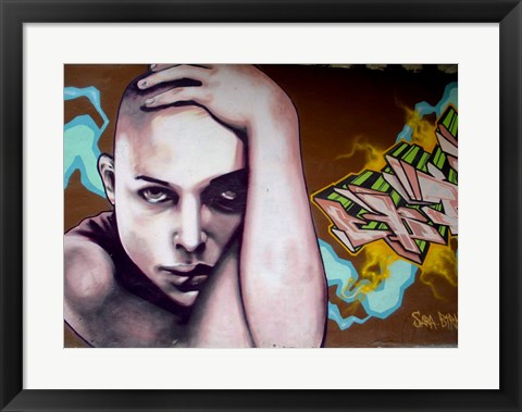 Framed Vitoria Graffiti - person Print