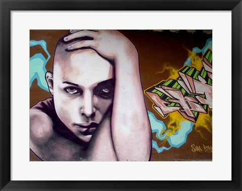 Framed Vitoria Graffiti - person Print