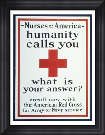 Framed Nurses of America Humanity Calls You Enroll now with the Red Cross Print