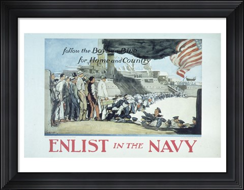 Framed Follow the Boys in Blue for Home and Country Enlist in the Navy Print