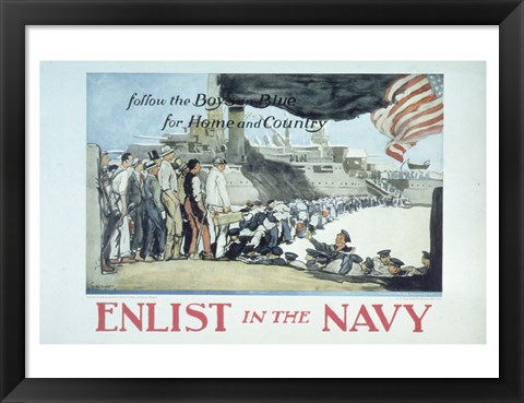 Framed Follow the Boys in Blue for Home and Country Enlist in the Navy Print