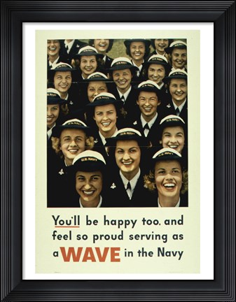 Framed Serving a Wave in the Navy Print