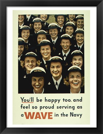 Framed Serving a Wave in the Navy Print