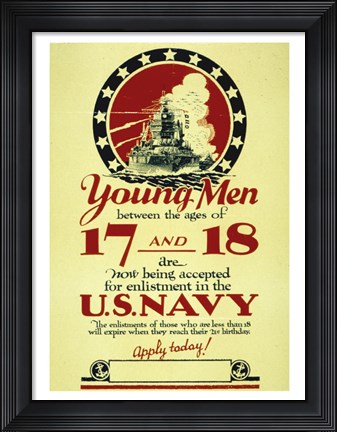 Framed Young Men Now Being Accepted for Enlistment Print