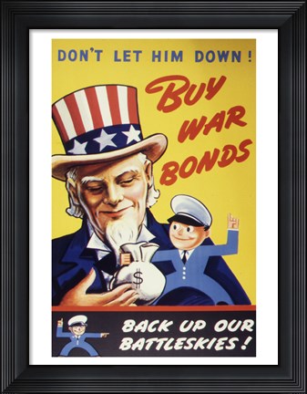 Framed Don&#39;t Let Him Down! Buy War Bonds Print