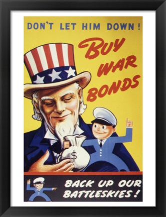 Framed Don&#39;t Let Him Down! Buy War Bonds Print