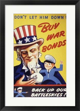 Framed Don&#39;t Let Him Down! Buy War Bonds Print