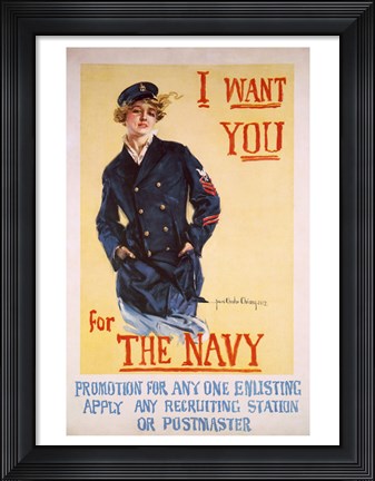 Framed I Want You for the Navy Print