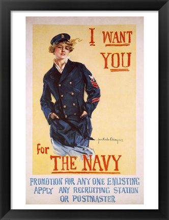 Framed I Want You for the Navy Print