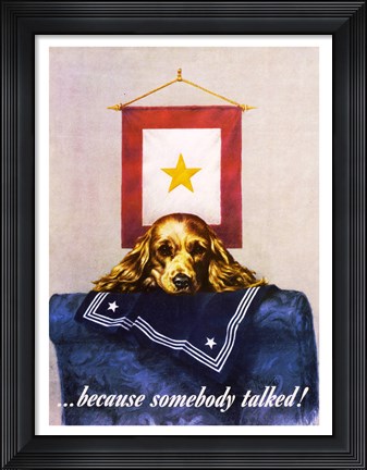 Framed Sad Puppy Propoganda Poster, 1944 Print